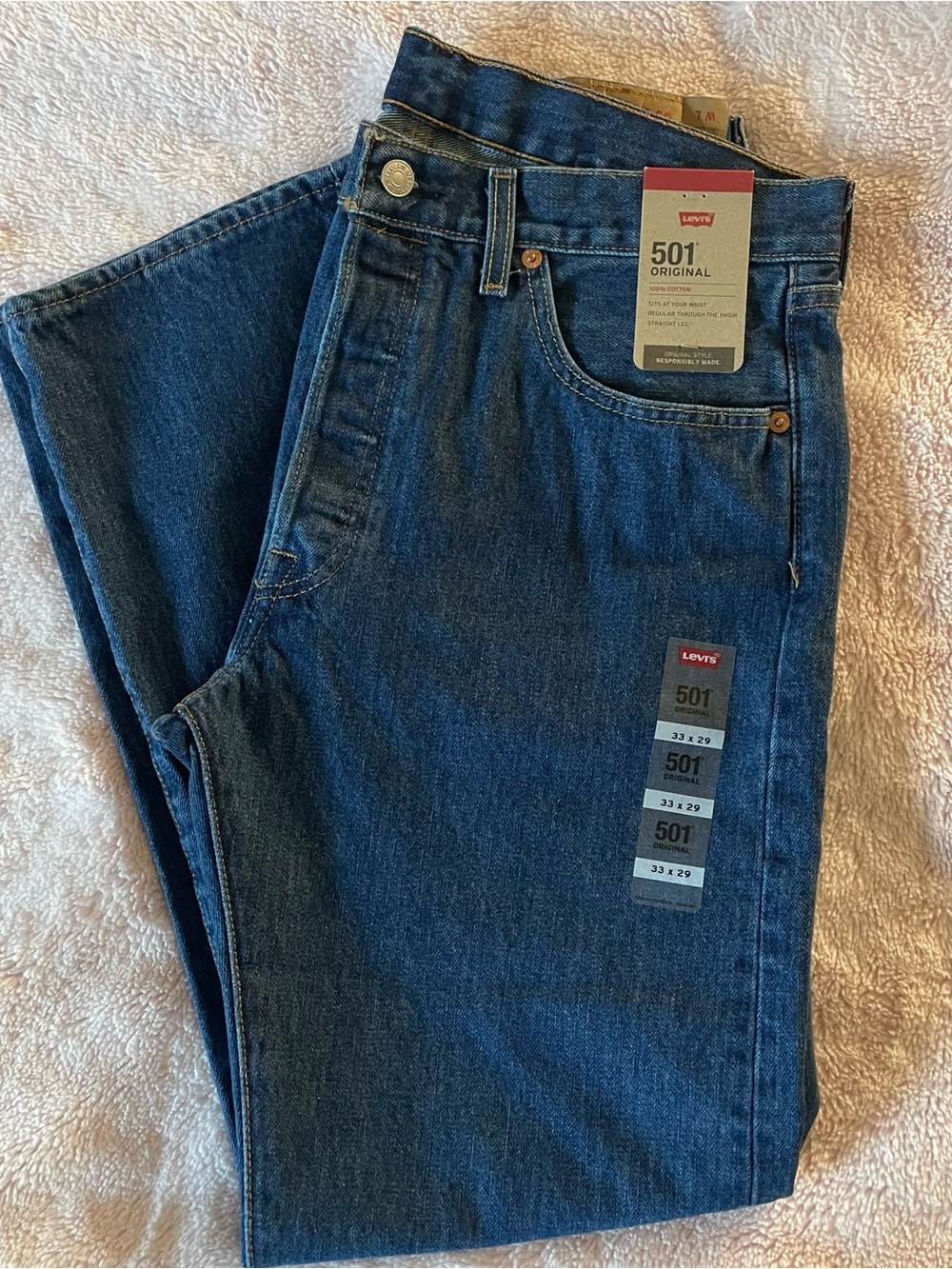Levi's Men's Straight Jeans in Dark Blue Denim, Size W 33 L 29